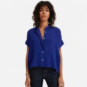 Cobalt blue washable silk shirt